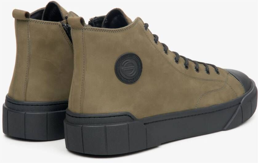 Estro Heren Donkergroene High-Top Sneakers gemaakt van Nubuck voor Winter Er00113913 Green Heren