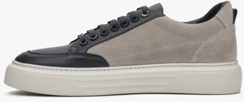 Estro Heren Grijs & Zwart Velours Lage Sneakers Er00113449 Multicolor Heren