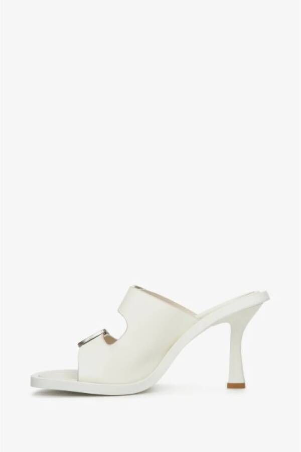 Estro Dames Witte Leren Stiletto Muiltjes Er00112693 White Dames