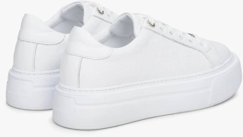 Estro Dames Witte Sneakers gemaakt van Echt Leer met Dikke Zool Er00114538 White Dames