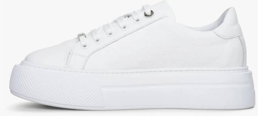 Estro Dames Witte Sneakers gemaakt van Echt Leer met Dikke Zool Er00114538 White Dames