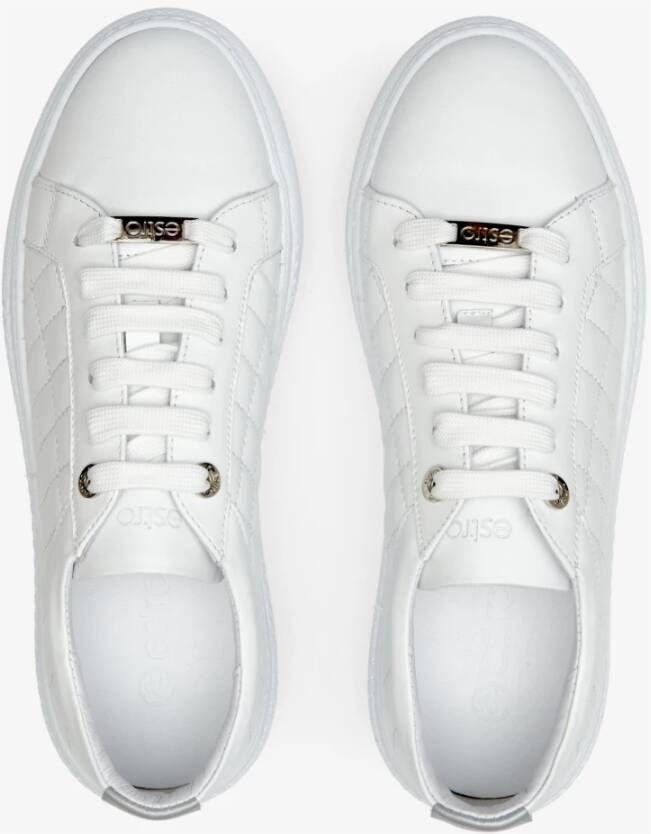 Estro Dames Witte Leren Lage Sneakers met Quilten Er00111174 White Dames