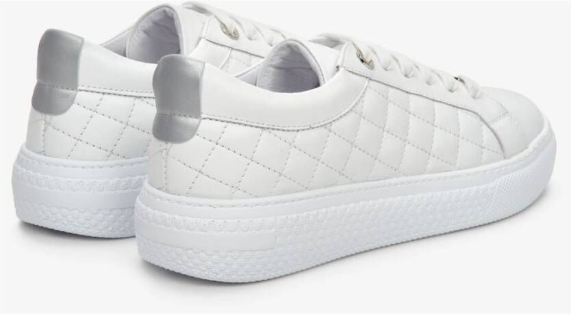 Estro Dames Witte Leren Lage Sneakers met Quilten Er00111174 White Dames