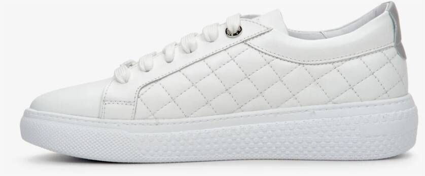 Estro Dames Witte Leren Lage Sneakers met Quilten Er00111174 White Dames