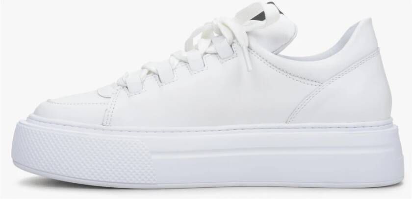 Estro Dames Witte Platform Sneakers gemaakt van Echt Leer Er00114566 White Dames