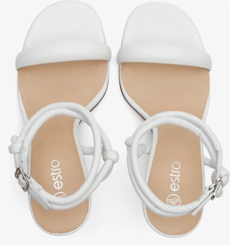 Estro Dames Witte Leren Hakken Sandalen Er00113397 White Dames