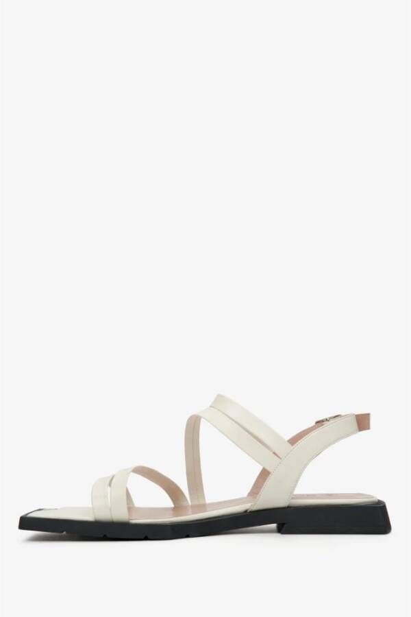 Estro Dames Witte Leren Strappy Sandalen Er00112698 White Dames