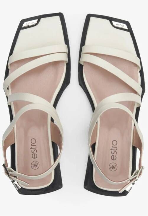 Estro Dames Witte Leren Strappy Sandalen Er00112698 White Dames