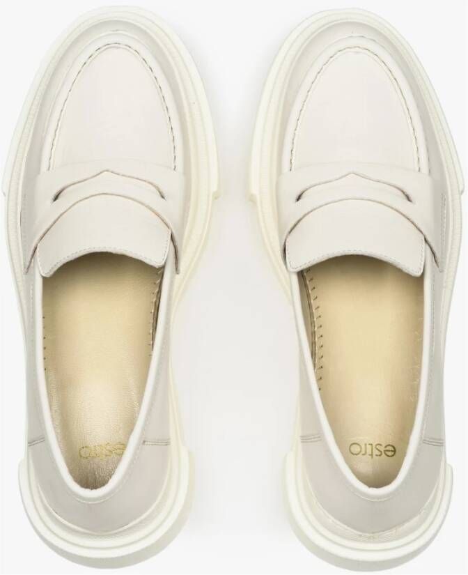 Estro Dames Wit Leren Chunky Platform Loafers Er00110028 White Dames