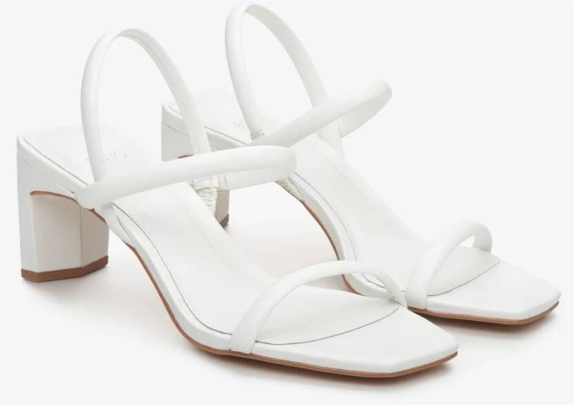 Estro Dames Witte Sandalen met Hak gemaakt van Echt Leer Er00112454 White Dames