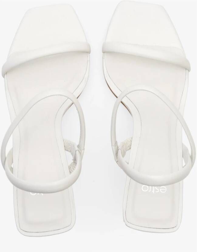 Estro Dames Witte Sandalen met Hak gemaakt van Echt Leer Er00112454 White Dames