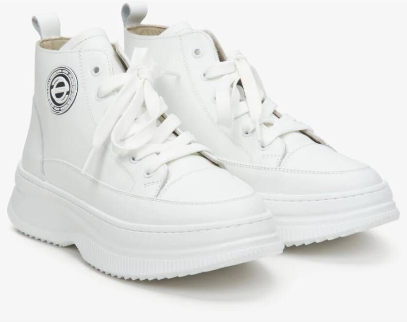 Estro Dames Witte Leren High-Top Sneakers Er00113461 White Dames