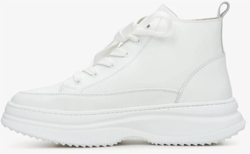 Estro Dames Witte Leren High-Top Sneakers Er00113461 White Dames