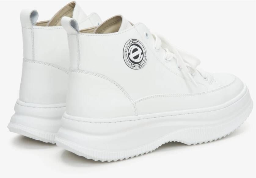 Estro Dames Witte Leren High-Top Sneakers Er00113461 White Dames