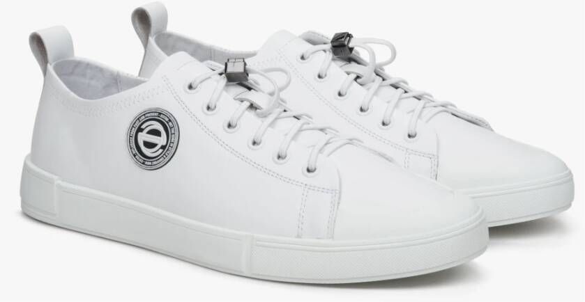 Estro Heren Witte Lage Sneakers gemaakt van Echt Leer Er00112409 White Heren