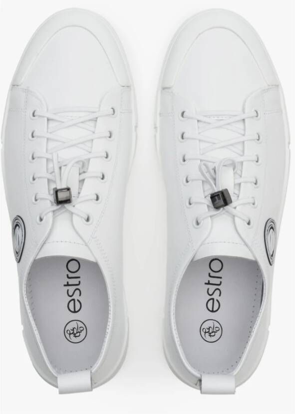 Estro Heren Witte Lage Sneakers gemaakt van Echt Leer Er00112409 White Heren