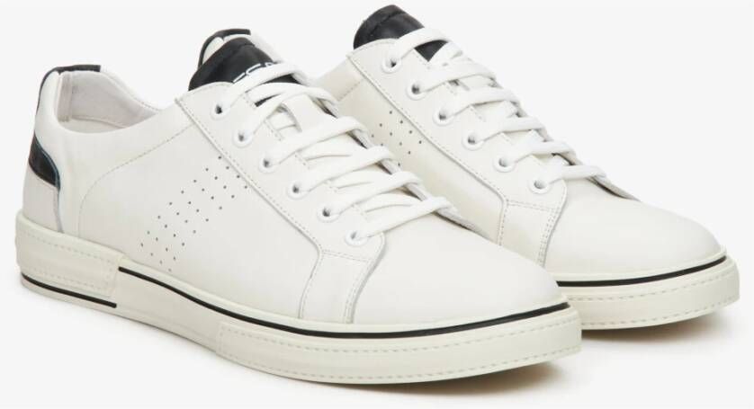 Estro Heren Zwart & Wit Leren Lage Sneakers ES8 Er00112549 White Heren