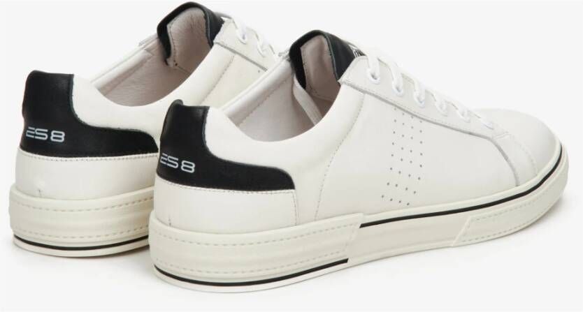 Estro Heren Zwart & Wit Leren Lage Sneakers ES8 Er00112549 White Heren