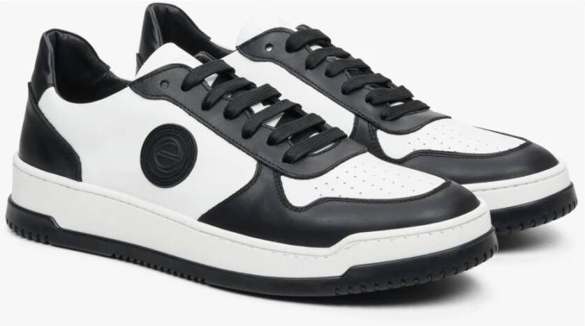 Estro Zwart & Wit Leren Heren Lage Sneakers Er00112970 Black Heren