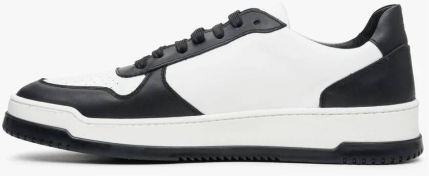 Estro Zwart & Wit Leren Heren Lage Sneakers Er00112970 Black Heren