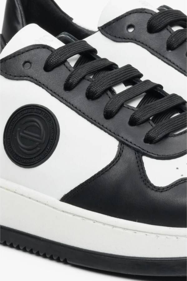 Estro Zwart & Wit Leren Heren Lage Sneakers Er00112970 Black Heren