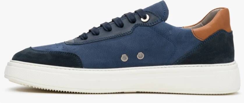 Estro Blauw & Bruin Heren Lage Sneakers gemaakt van Echt Nubuck Er00112844 Multicolor Heren