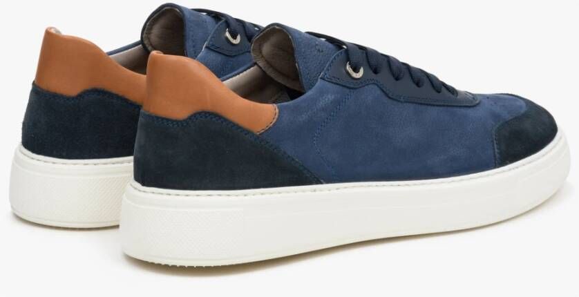 Estro Blauw & Bruin Heren Lage Sneakers gemaakt van Echt Nubuck Er00112844 Multicolor Heren