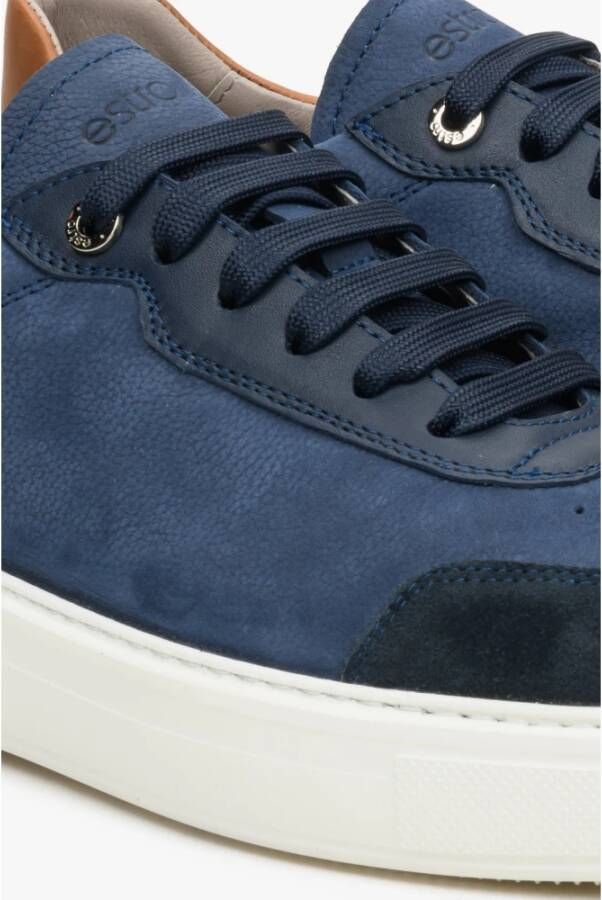 Estro Blauw & Bruin Heren Lage Sneakers gemaakt van Echt Nubuck Er00112844 Multicolor Heren