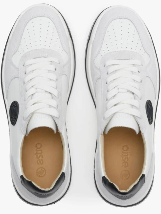 Estro Grijze & Witte Herensneakers gemaakt van Leer & Suède Multicolor Heren