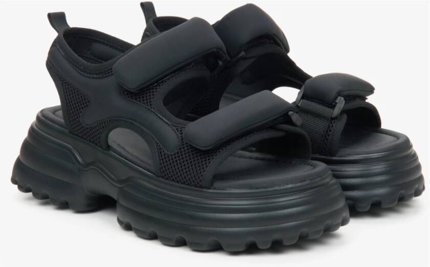 Estro Zwarte Sportieve Sandalen voor Dames met Dikke Zool ES8 Er00115498 Black Dames