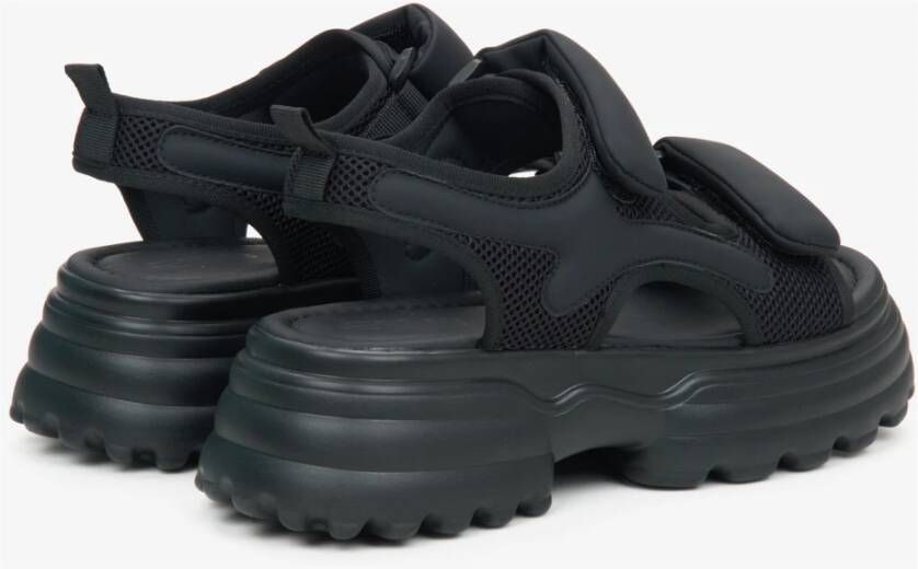 Estro Zwarte Sportieve Sandalen voor Dames met Dikke Zool ES8 Er00115498 Black Dames