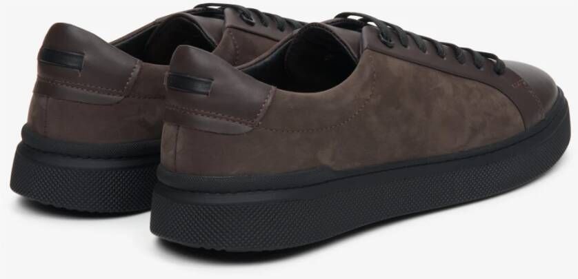 Estro Heren Bruin Leren & Velours Sneakers Er00113450 Brown Heren