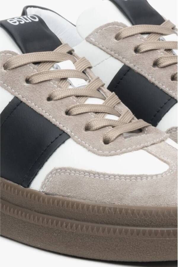 Estro Witte en grijze lage sneakers voor dames gemaakt van velours en leer White Dames