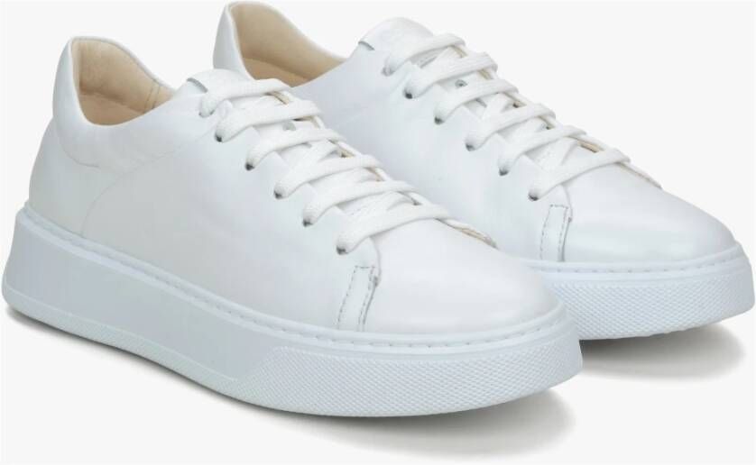 Estro Witte lage sneakers voor dames gemaakt van hoogwaardig Italiaans echt leer White Dames