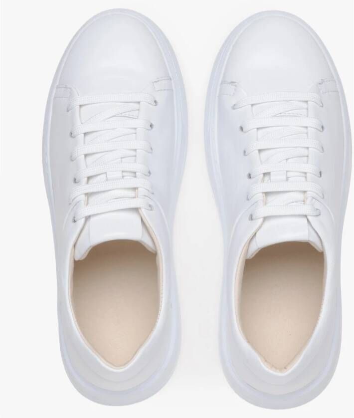 Estro Witte lage sneakers voor dames gemaakt van hoogwaardig Italiaans echt leer White Dames