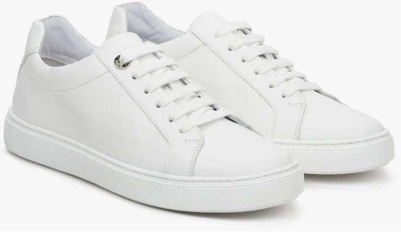 Estro Dames Witte Lage Sneakers gemaakt van Echt Leer Er00111149 White Dames