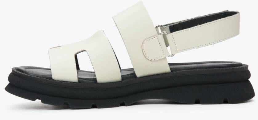 Estro Dames Witte Sandalen met een Flexibele Zool gemaakt van Echt Leer Er00115138 White Dames