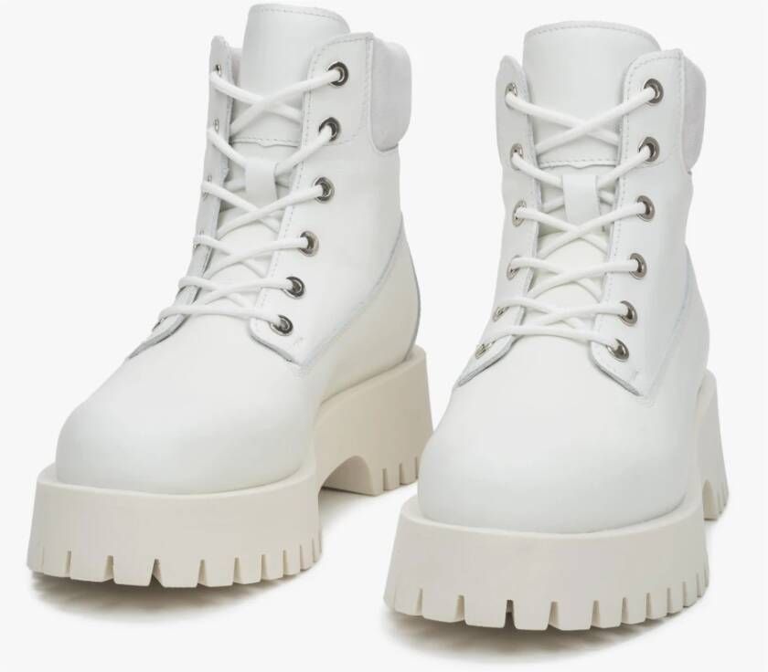 Estro Witte veterschoenen voor dames gemaakt van hoogwaardig Italiaans echt leer en velours White Dames