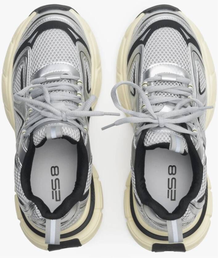 Estro Dames Zilveren & Zwarte Sneakers met een Flexibele Platform ES 8 Er00114598 Gray Dames