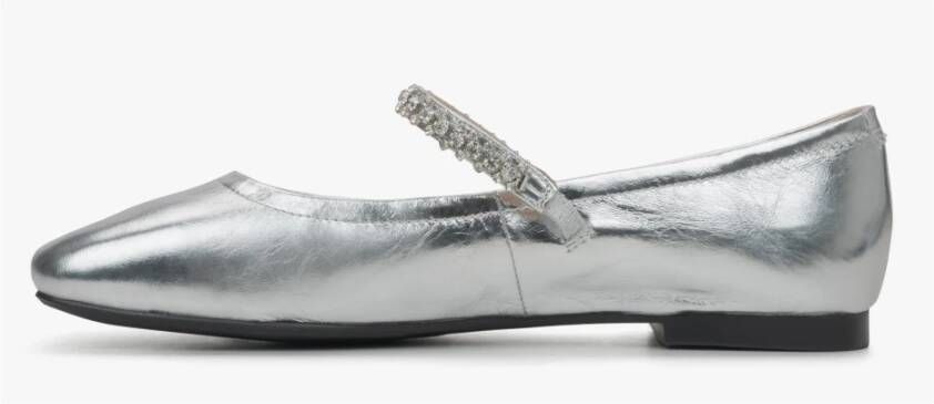 Estro Zilveren Mary Jane Dames Ballet Flats met Decoratieve Band Gray Dames