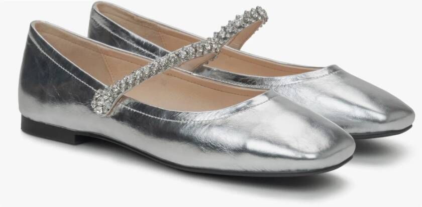 Estro Zilveren Mary Jane Dames Ballet Flats met Decoratieve Band Gray Dames