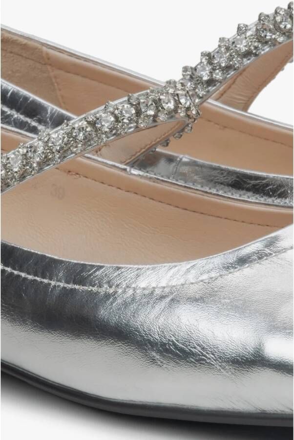 Estro Zilveren Mary Jane Dames Ballet Flats met Decoratieve Band Gray Dames