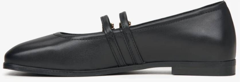 Estro Dames Zwarte Balletflats met een Gesp gemaakt van Premium Italiaans Echt Leer Er00115555 Black Dames