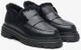 Estro Zwarte Dames Loafers met Bontvoering van Echt Leer voor de Winter Er00114212 Black Dames - Thumbnail 2