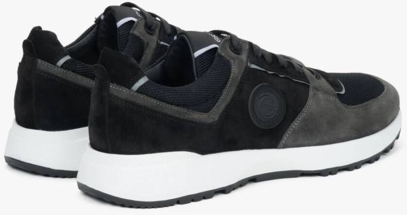 Estro Zwarte en grijze herensneakers gemaakt van echt Italiaans velours en leer Black Heren