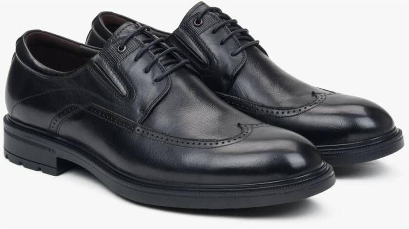 Estro Zwarte heren brogues gemaakt van echt leer Black Heren