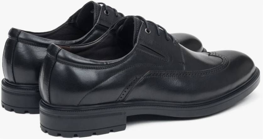 Estro Zwarte heren brogues gemaakt van echt leer Black Heren