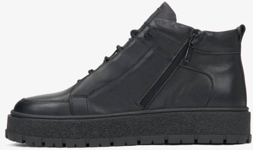 Estro Zwarte herensneakers van echt Italiaans leer met lichte isolatie Black Heren