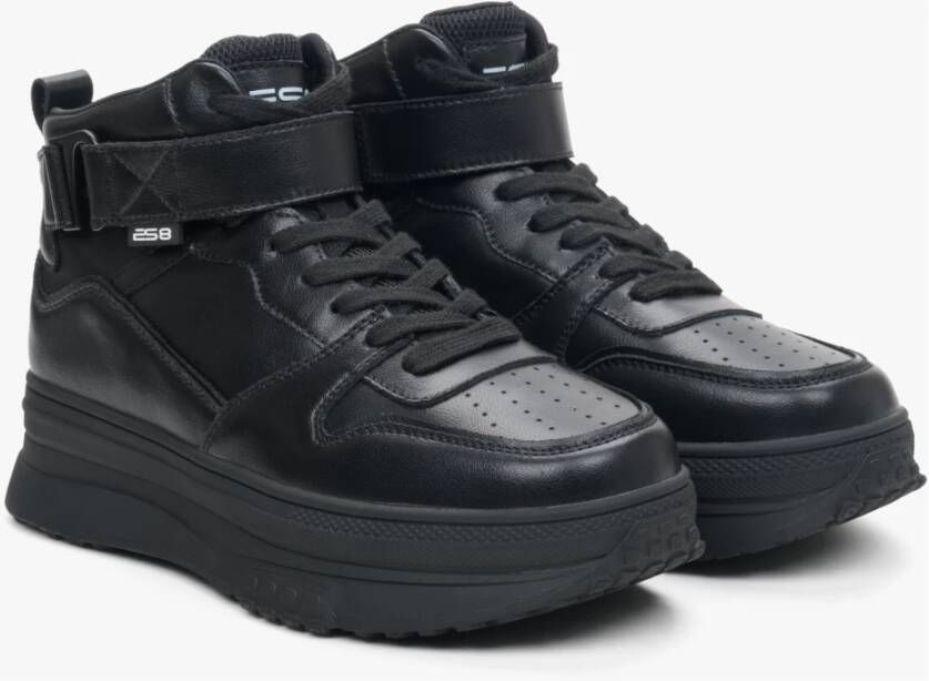 Estro Dames Zwarte High-Top Sneakers gemaakt van Echt Leer ES8 Er00113876 Black Dames