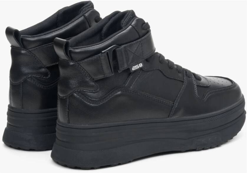 Estro Dames Zwarte High-Top Sneakers gemaakt van Echt Leer ES8 Er00113876 Black Dames